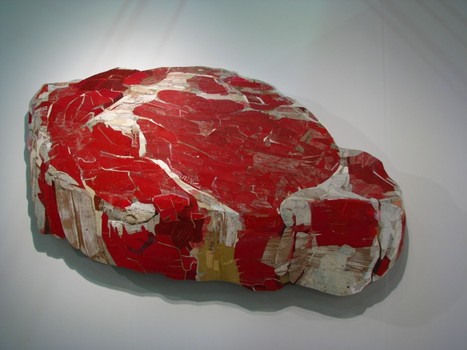 Since I seem to be on a meat theme: Rob Van Der Ende's sculpture of a steak (made entirely from wood scraps) at the Ambach & Rice booth at Armory.
